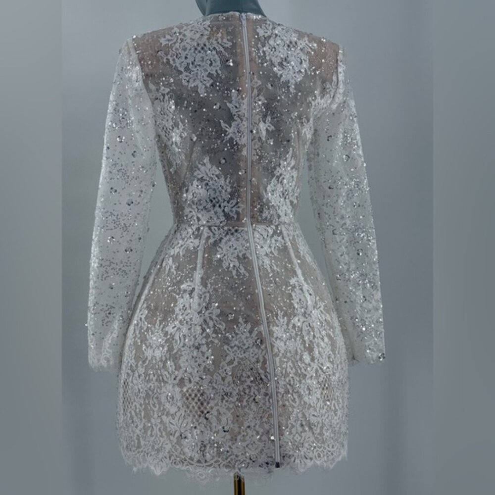 🆕 BRONX & BANCO 🧿 NWOT Isa Long Sleeve Mini Dress, with Bow - Sz M / US 6 - Picture 7 of 16